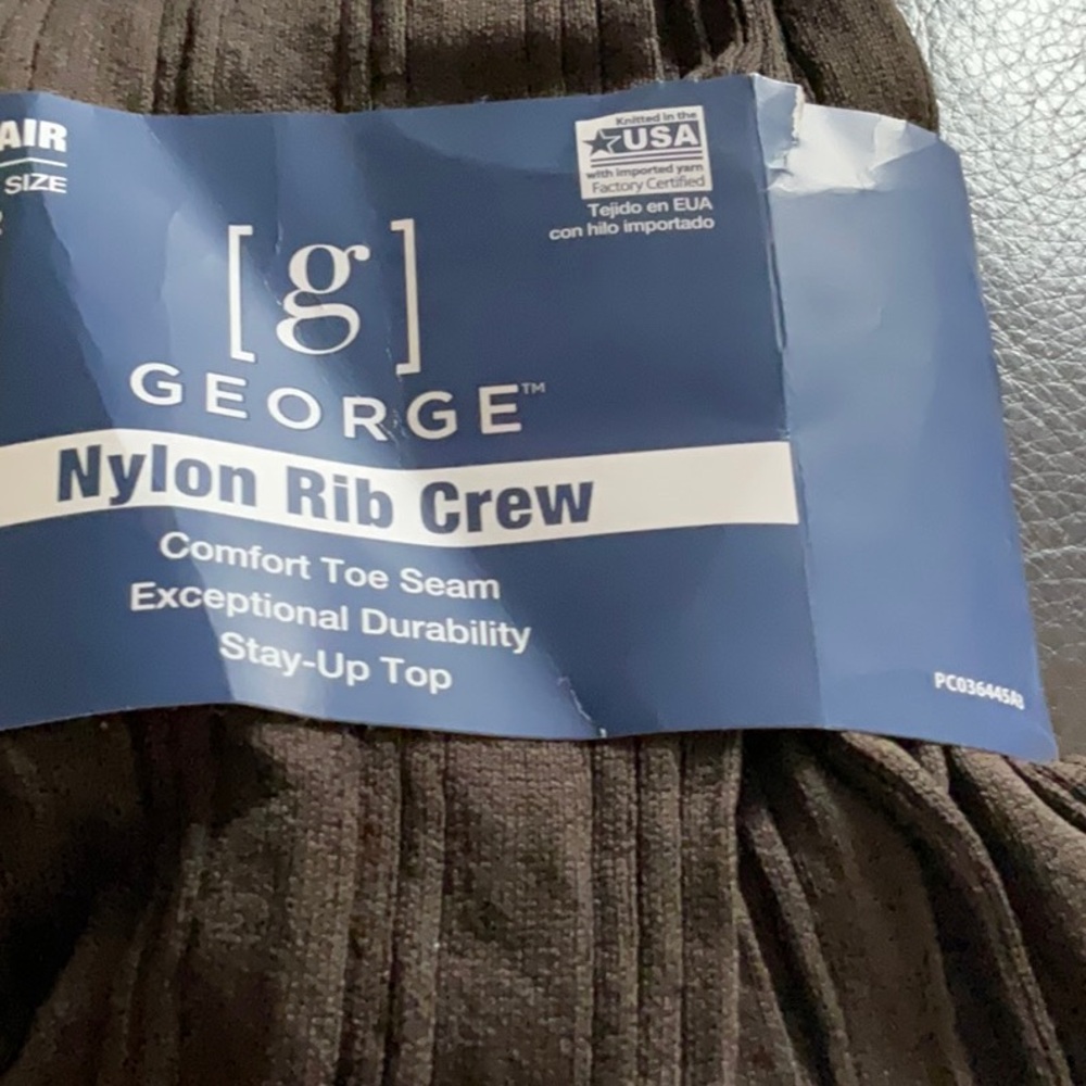 (g) George:  Nylon Rib Crew Brown 2 pair ONLY